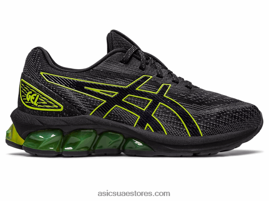 Asics أسود / نيون الجير هلام الكم 180 السابع المدرسة الابتدائية 2N24DJ4300