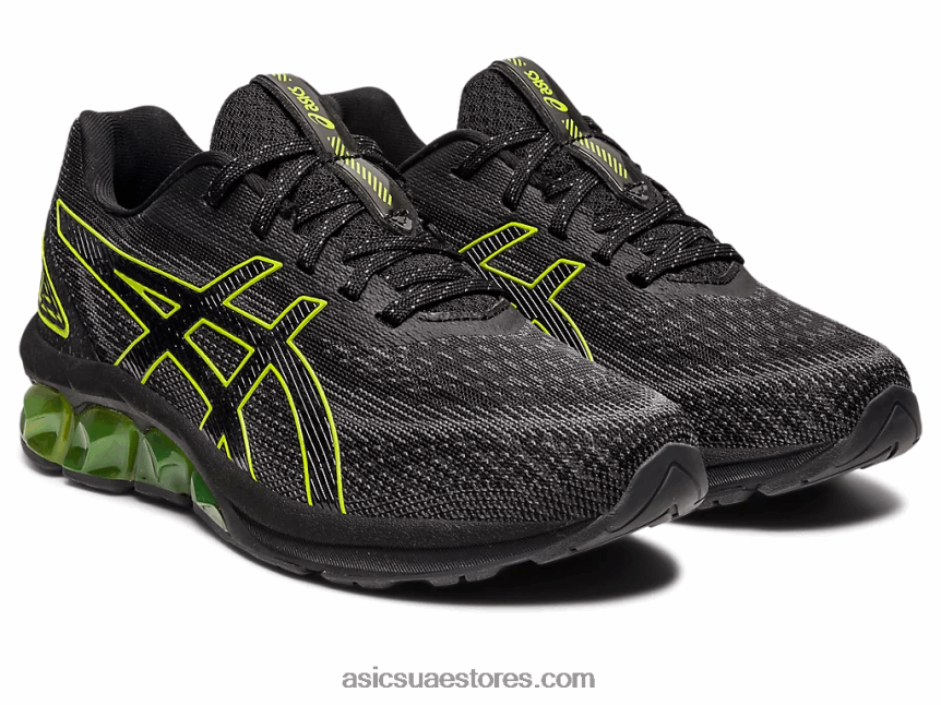 Asics أسود / نيون الجير هلام الكم 180 السابع المدرسة الابتدائية 2N24DJ4300