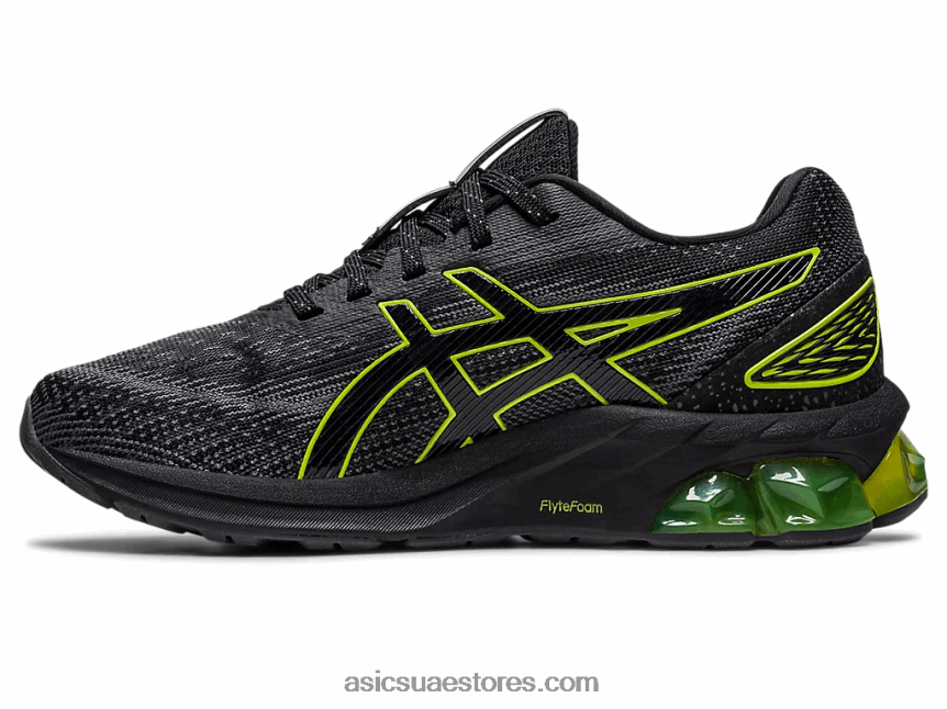 Asics أسود / نيون الجير هلام الكم 180 السابع المدرسة الابتدائية 2N24DJ4300