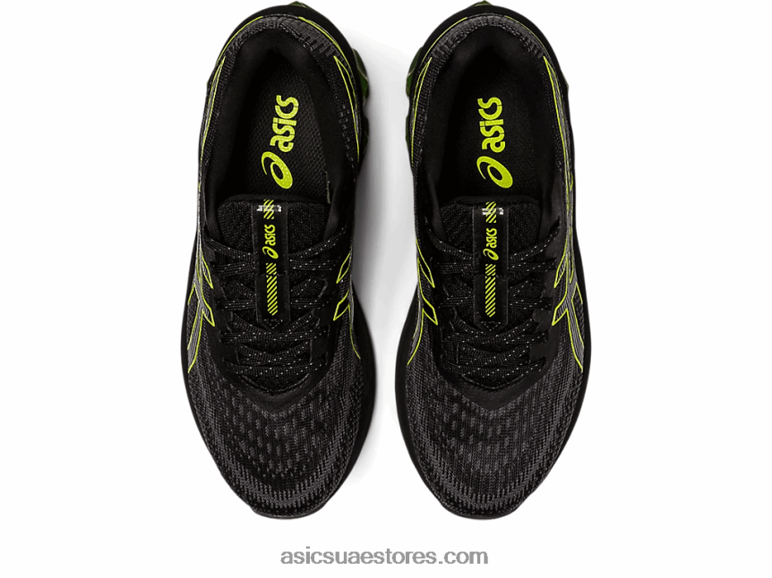 Asics أسود / نيون الجير هلام الكم 180 السابع المدرسة الابتدائية 2N24DJ4300