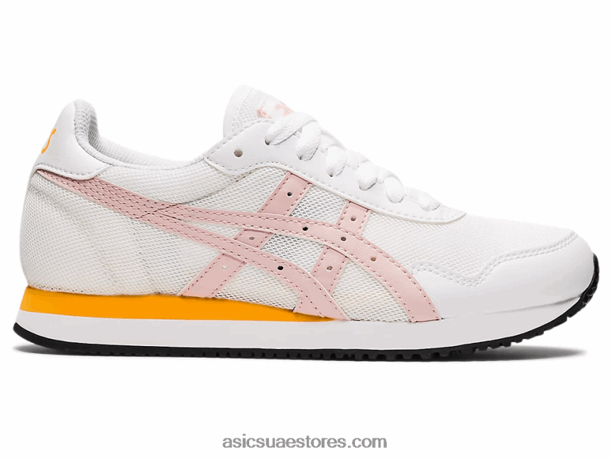 Asics أبيض / خوخ زنجبيل نمر عداء المدرسة الابتدائية 2N24DJ4450