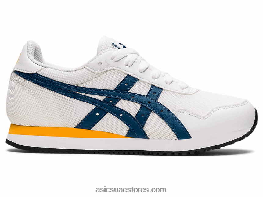 Asics أبيض / نيلي فاتح نمر عداء المدرسة الابتدائية 2N24DJ4464