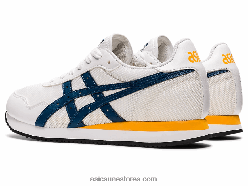 Asics أبيض / نيلي فاتح نمر عداء المدرسة الابتدائية 2N24DJ4464