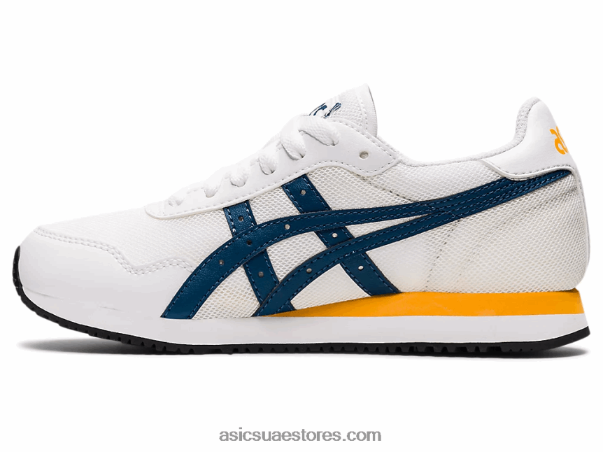 Asics أبيض / نيلي فاتح نمر عداء المدرسة الابتدائية 2N24DJ4464
