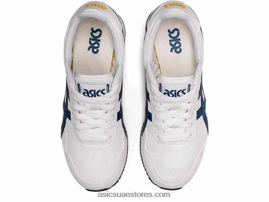 Asics أبيض / نيلي فاتح نمر عداء المدرسة الابتدائية 2N24DJ4464
