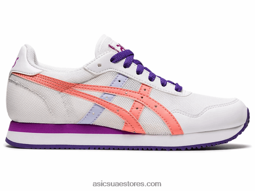 Asics أبيض / جوافة نمر عداء المدرسة الابتدائية 2N24DJ4499