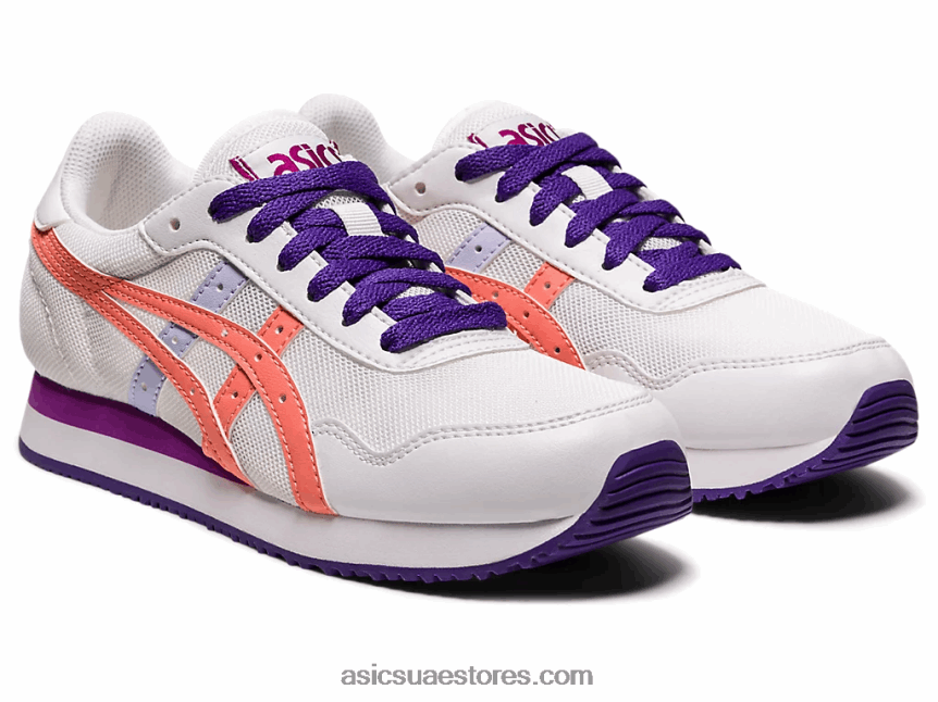 Asics أبيض / جوافة نمر عداء المدرسة الابتدائية 2N24DJ4499