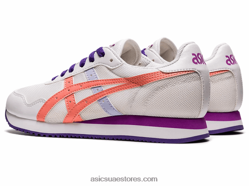 Asics أبيض / جوافة نمر عداء المدرسة الابتدائية 2N24DJ4499