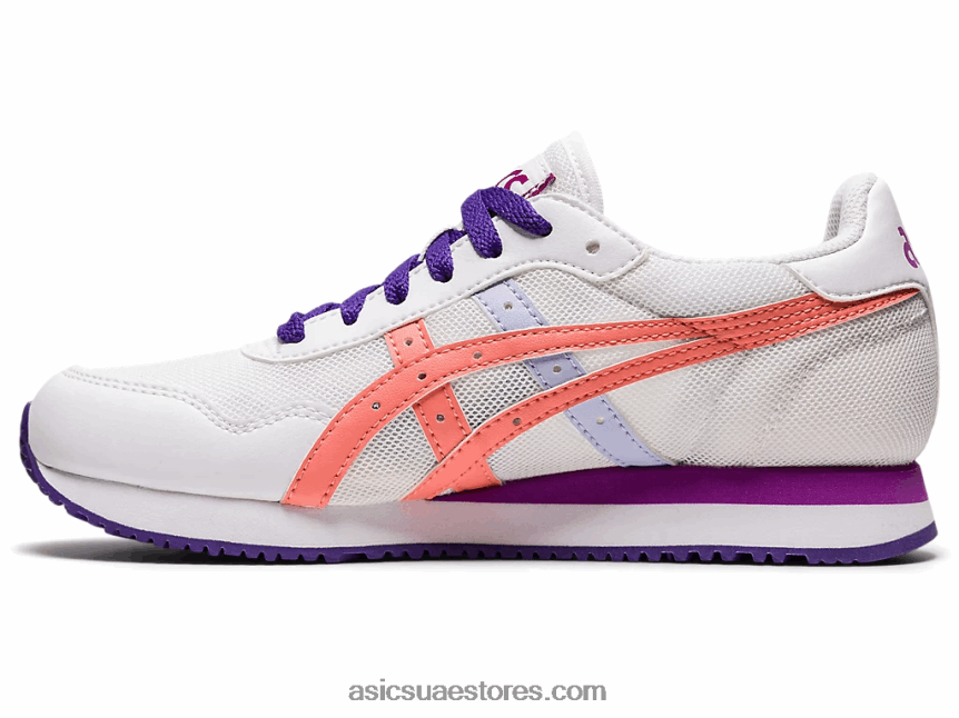 Asics أبيض / جوافة نمر عداء المدرسة الابتدائية 2N24DJ4499
