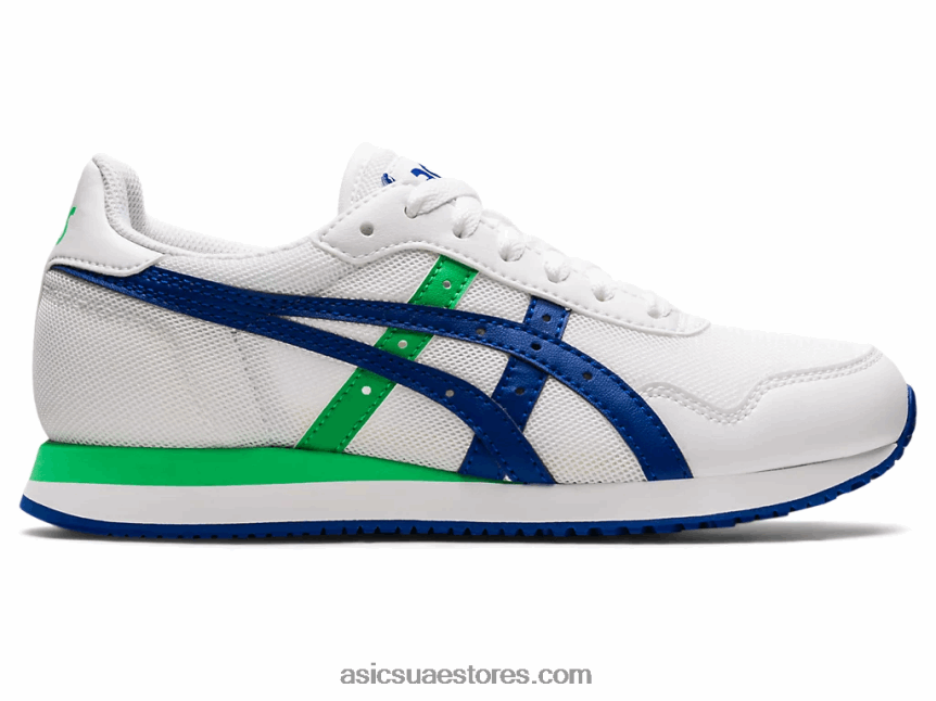 Asics أبيض / موناكو أزرق نمر عداء المدرسة الابتدائية 2N24DJ4500