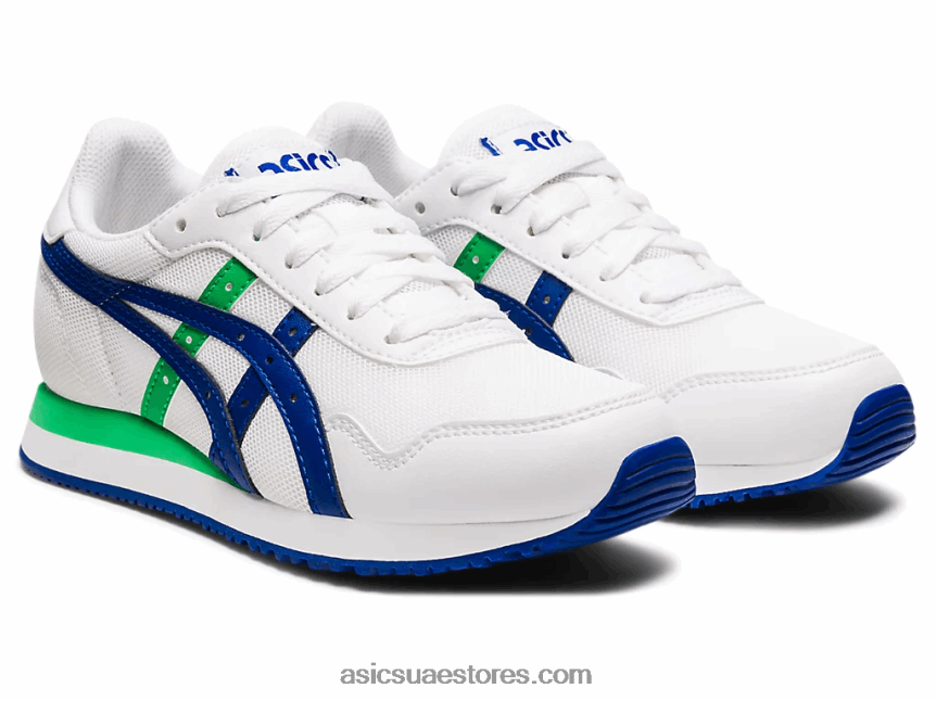 Asics أبيض / موناكو أزرق نمر عداء المدرسة الابتدائية 2N24DJ4500