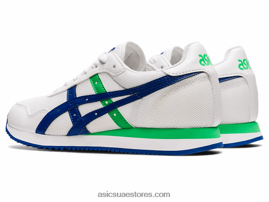 Asics أبيض / موناكو أزرق نمر عداء المدرسة الابتدائية 2N24DJ4500
