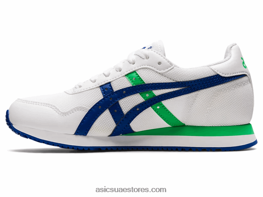 Asics أبيض / موناكو أزرق نمر عداء المدرسة الابتدائية 2N24DJ4500