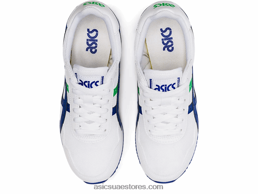 Asics أبيض / موناكو أزرق نمر عداء المدرسة الابتدائية 2N24DJ4500
