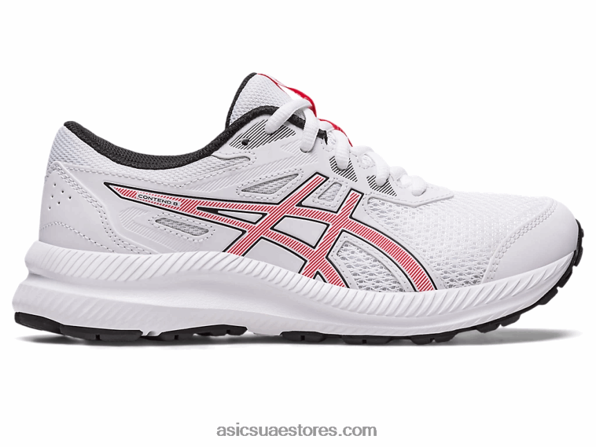 Asics أبيض / أحمر كهربائي تتعامل مع 8 مدرسة ابتدائية 2N24DJ4281