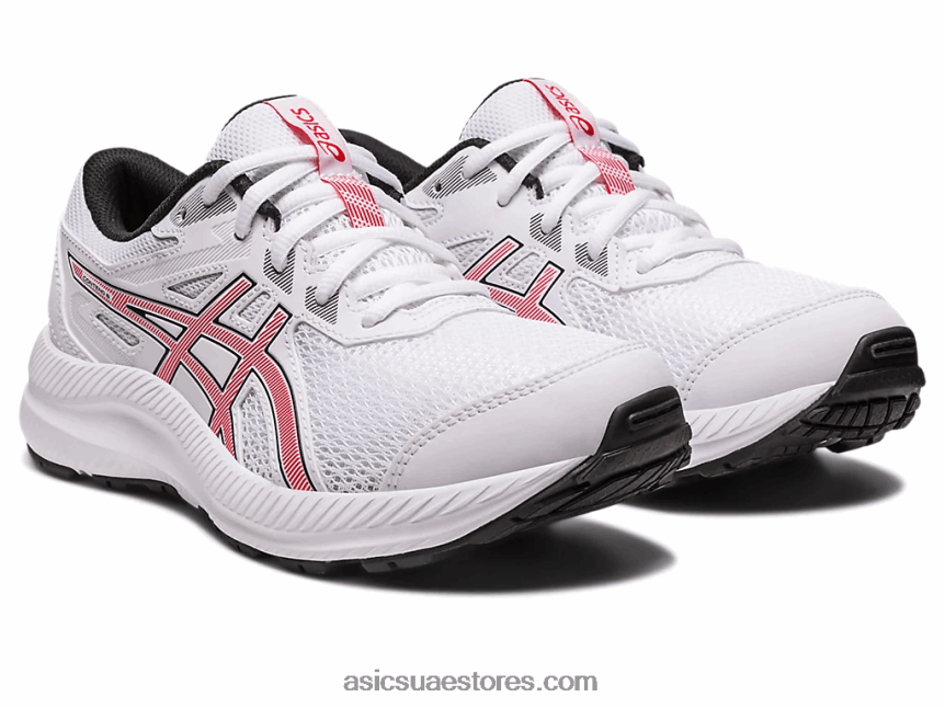 Asics أبيض / أحمر كهربائي تتعامل مع 8 مدرسة ابتدائية 2N24DJ4281