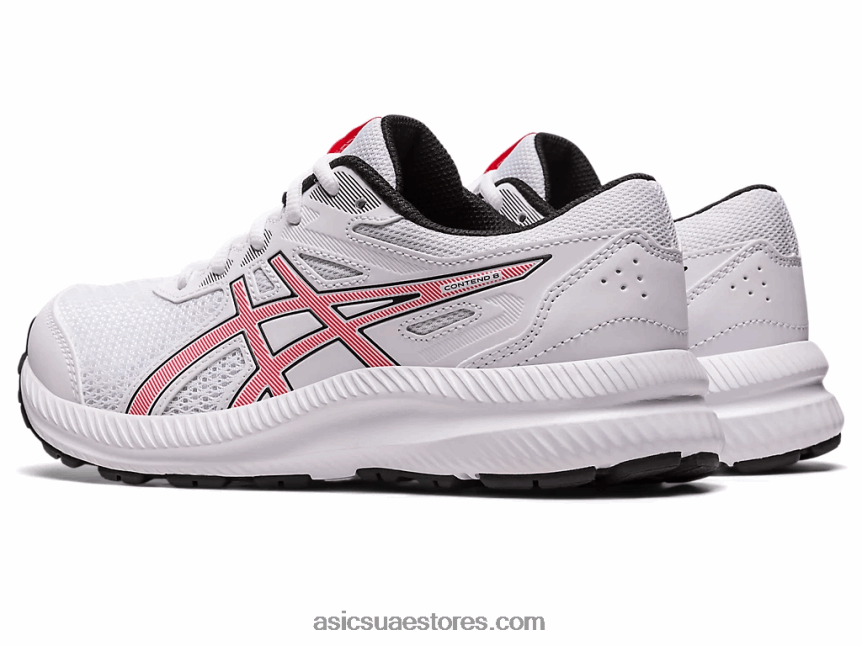 Asics أبيض / أحمر كهربائي تتعامل مع 8 مدرسة ابتدائية 2N24DJ4281