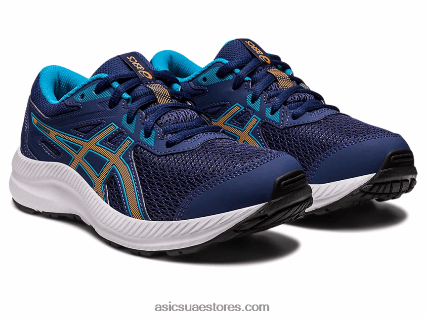 Asics أزرق نيلي / شمس خوخ تتعامل مع 8 مدرسة ابتدائية 2N24DJ4286