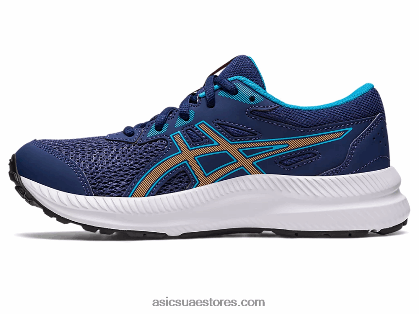 Asics أزرق نيلي / شمس خوخ تتعامل مع 8 مدرسة ابتدائية 2N24DJ4286