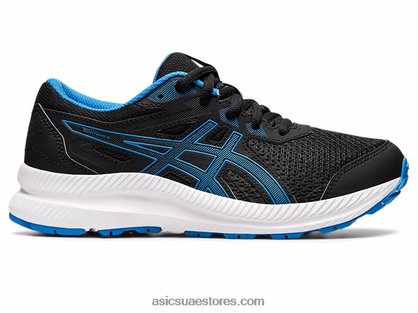 Asics أسود / أزرق كهربائي تتعامل مع 8 مدرسة ابتدائية 2N24DJ4394