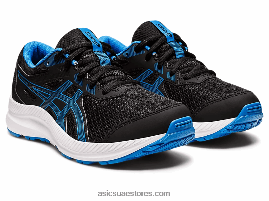 Asics أسود / أزرق كهربائي تتعامل مع 8 مدرسة ابتدائية 2N24DJ4394