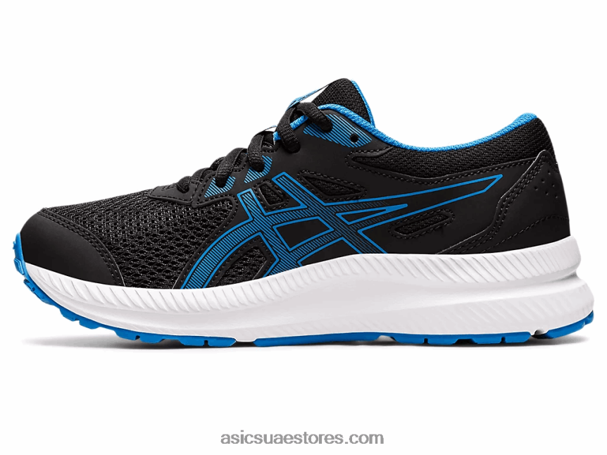 Asics أسود / أزرق كهربائي تتعامل مع 8 مدرسة ابتدائية 2N24DJ4394