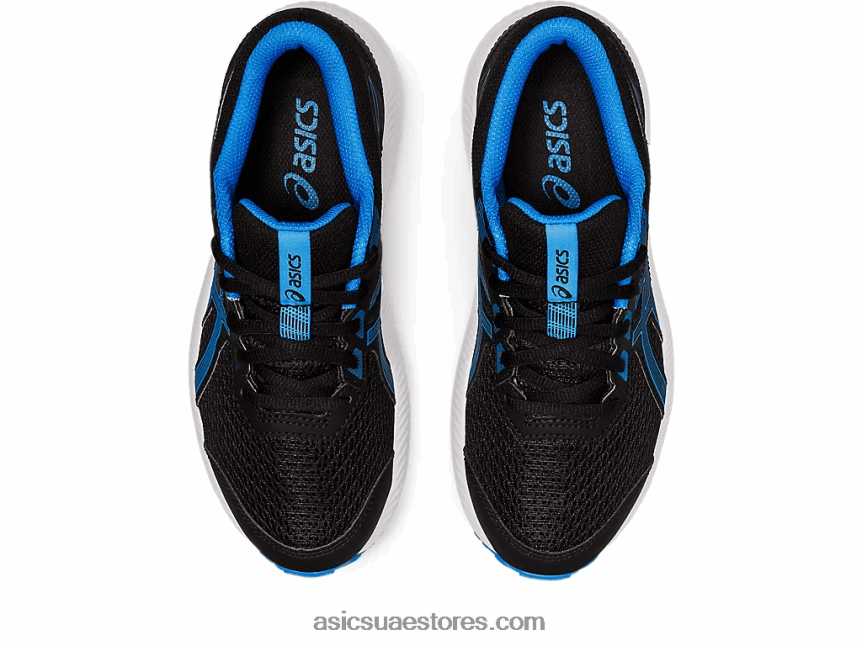 Asics أسود / أزرق كهربائي تتعامل مع 8 مدرسة ابتدائية 2N24DJ4394