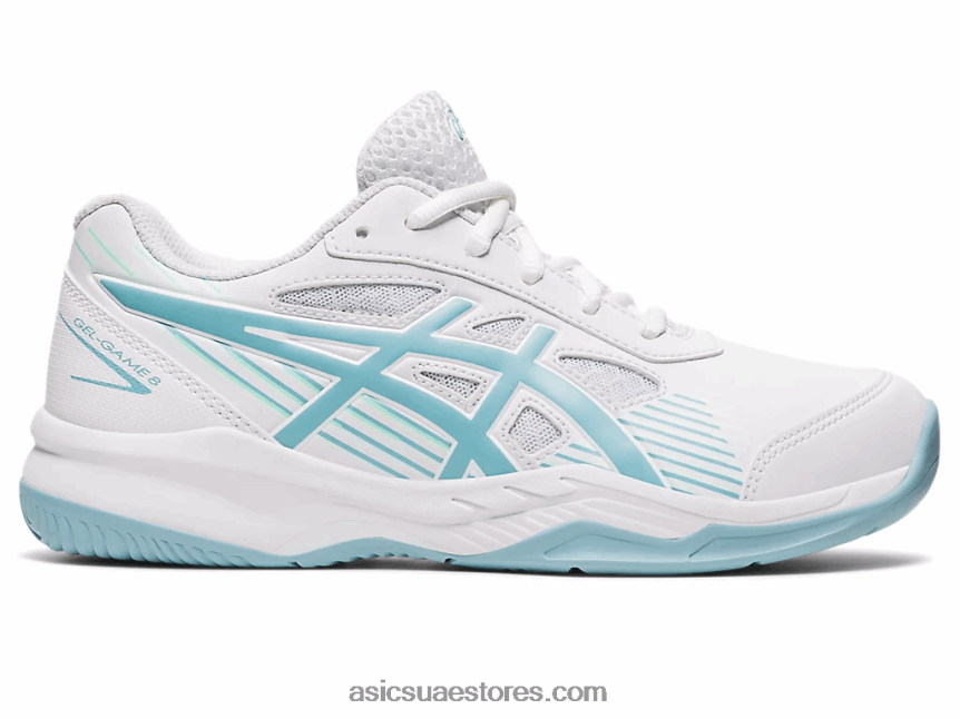 Asics أبيض / دخان أزرق لعبة هلام المدرسة الابتدائية 8 2N24DJ4408