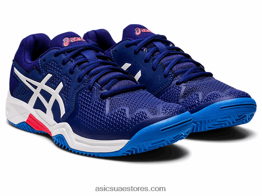 Asics الغوص الأزرق / الأبيض هلام القرار 8 الطين المدرسة الابتدائية 2N24DJ4430