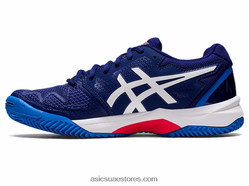 Asics الغوص الأزرق / الأبيض هلام القرار 8 الطين المدرسة الابتدائية 2N24DJ4430