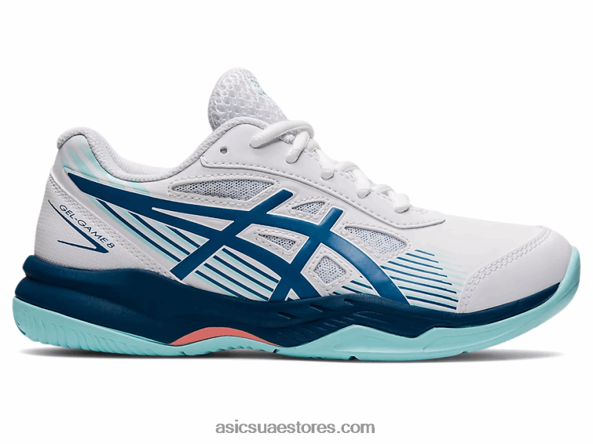 Asics أبيض / نيلي فاتح لعبة هلام المدرسة الابتدائية 8 2N24DJ4492