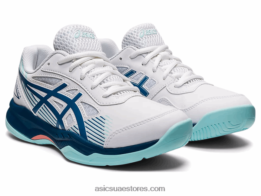 Asics أبيض / نيلي فاتح لعبة هلام المدرسة الابتدائية 8 2N24DJ4492
