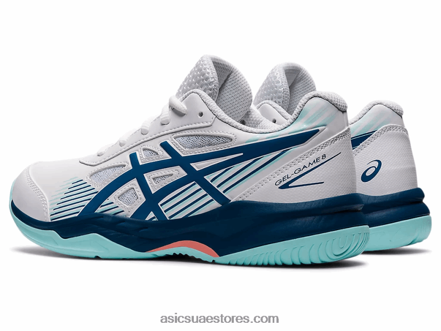 Asics أبيض / نيلي فاتح لعبة هلام المدرسة الابتدائية 8 2N24DJ4492