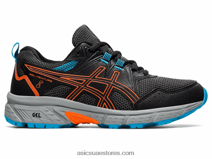 Asics أسود / برتقالي القطيفة مدرسة جيل فينشر 8 الابتدائية 2N24DJ4496