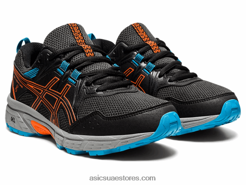 Asics أسود / برتقالي القطيفة مدرسة جيل فينشر 8 الابتدائية 2N24DJ4496