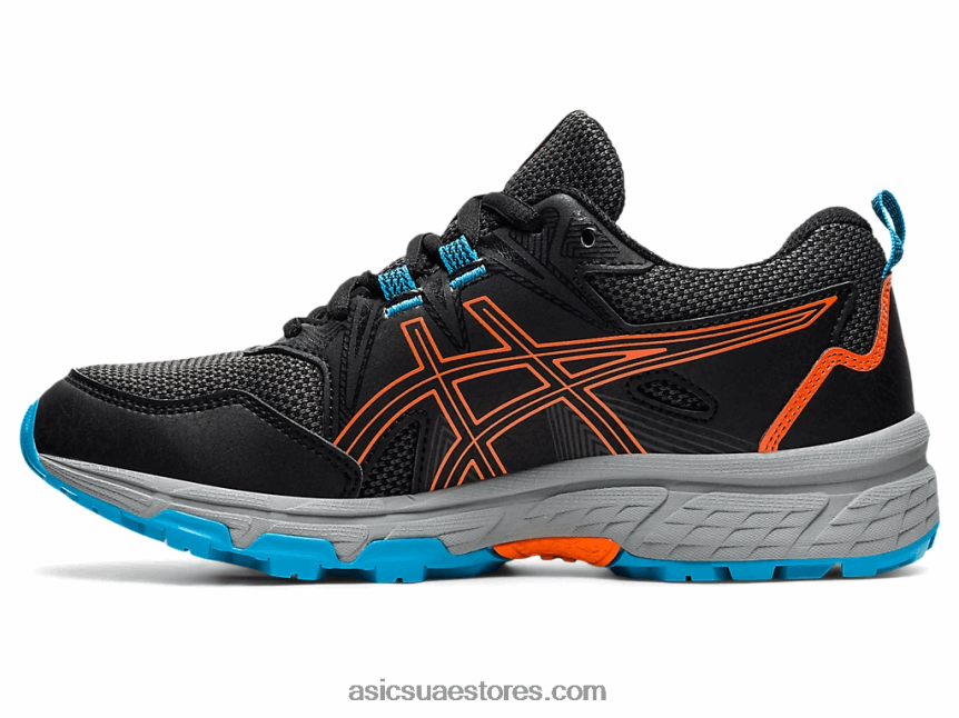 Asics أسود / برتقالي القطيفة مدرسة جيل فينشر 8 الابتدائية 2N24DJ4496