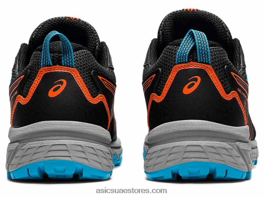 Asics أسود / برتقالي القطيفة مدرسة جيل فينشر 8 الابتدائية 2N24DJ4496