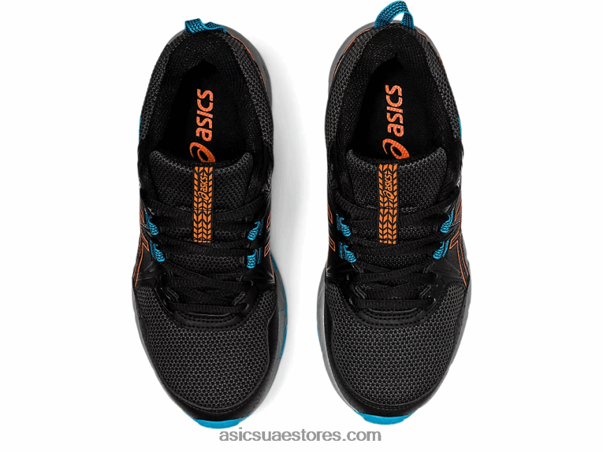 Asics أسود / برتقالي القطيفة مدرسة جيل فينشر 8 الابتدائية 2N24DJ4496