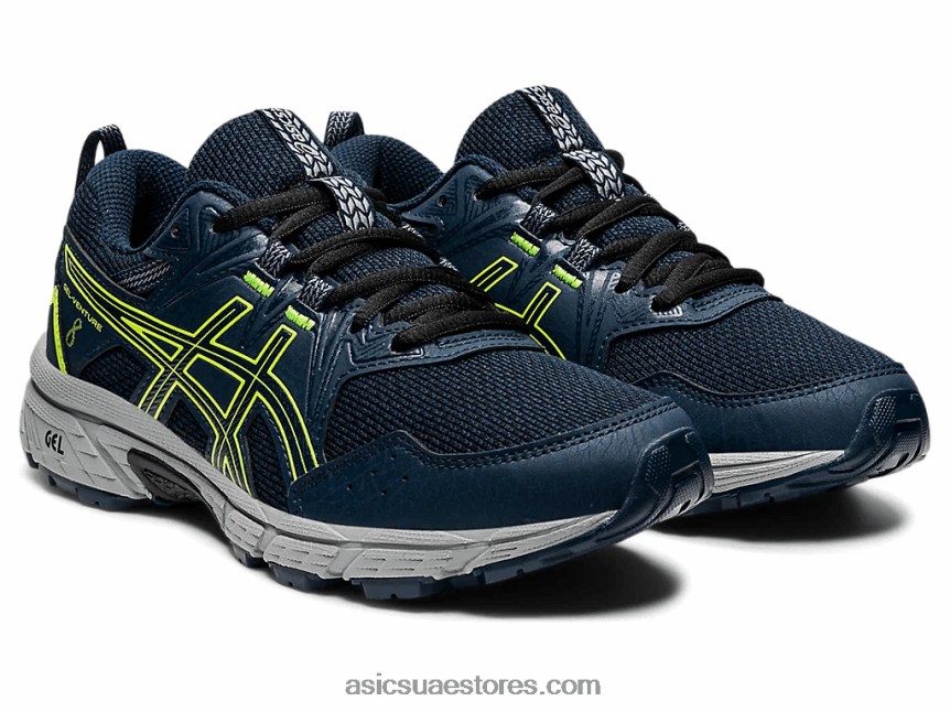 Asics الأزرق الفرنسي / الأخضر الخطر مدرسة جيل فينشر 8 الابتدائية 2N24DJ4505