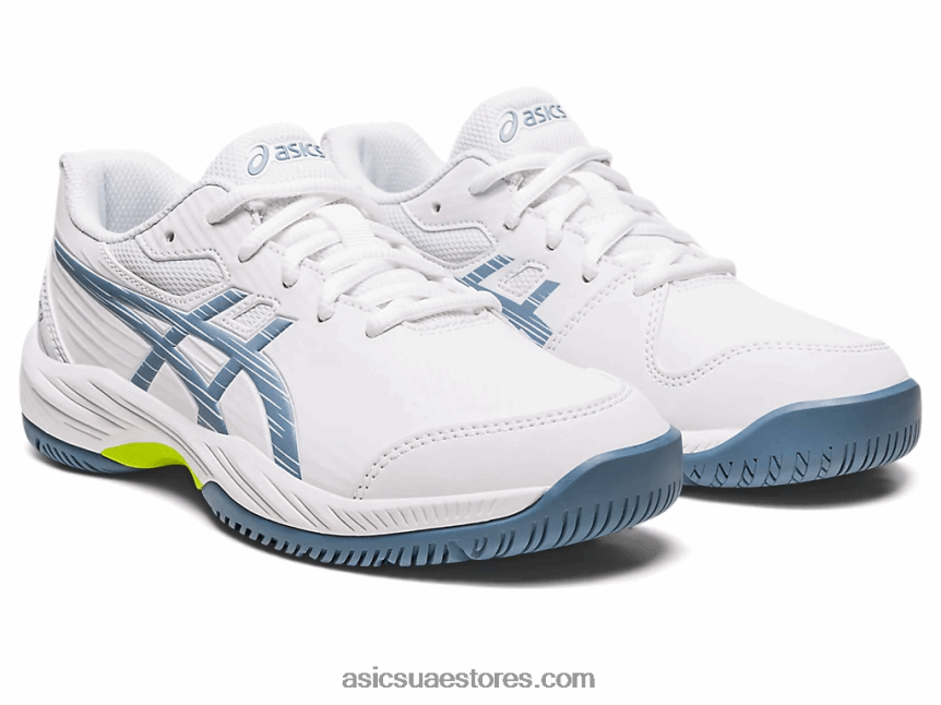 Asics أبيض / أزرق صلب لعبة جل 9 مدرسة ابتدائية 2N24DJ4267