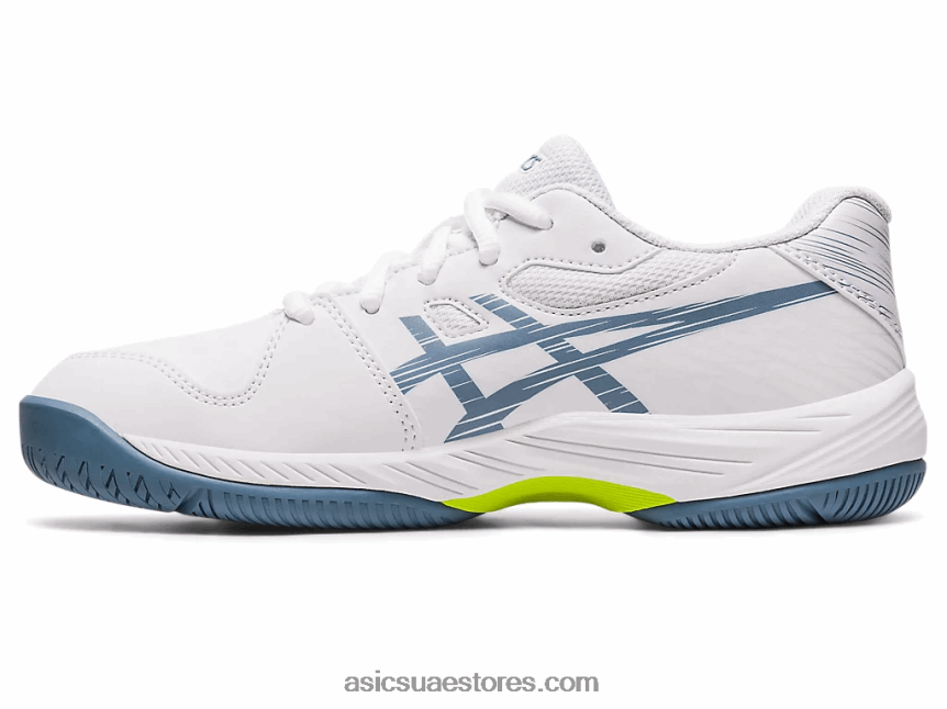 Asics أبيض / أزرق صلب لعبة جل 9 مدرسة ابتدائية 2N24DJ4267