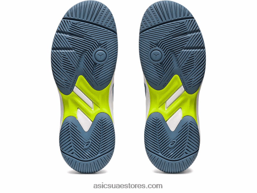 Asics أبيض / أزرق صلب لعبة جل 9 مدرسة ابتدائية 2N24DJ4267