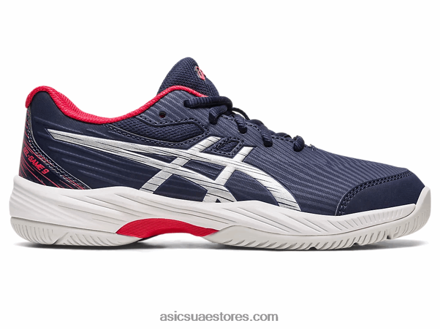 Asics منتصف الليل / الفضة النقية لعبة جل 9 مدرسة ابتدائية 2N24DJ4273