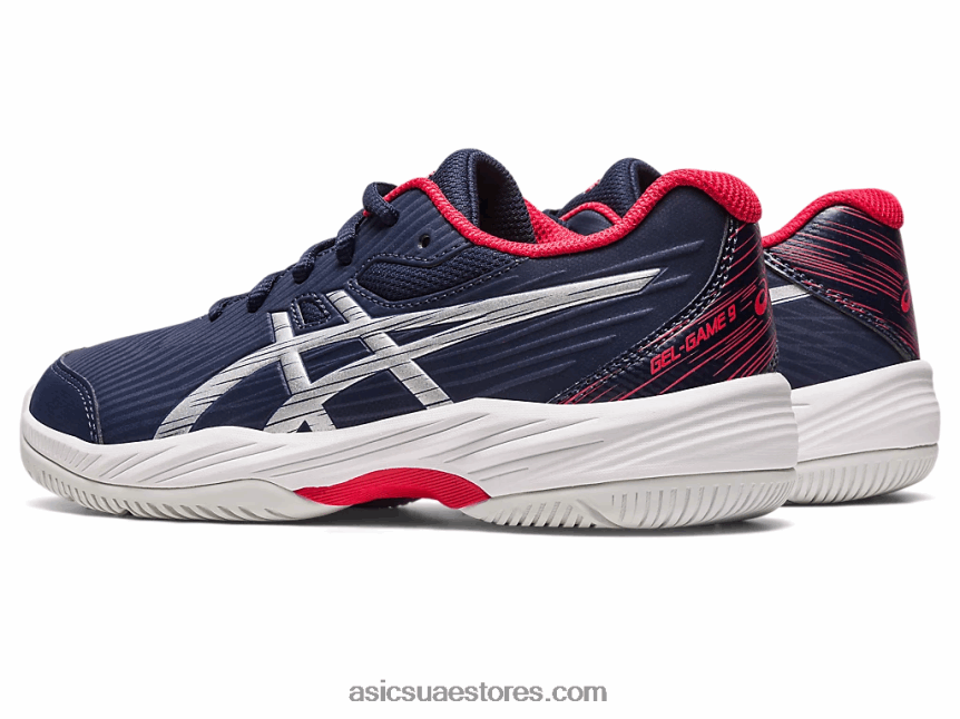 Asics منتصف الليل / الفضة النقية لعبة جل 9 مدرسة ابتدائية 2N24DJ4273
