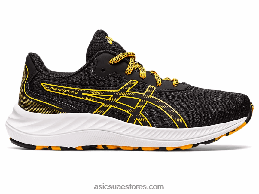 Asics أسود / كهرماني مدرسة جيل اكسايت 9 الابتدائية 2N24DJ4384
