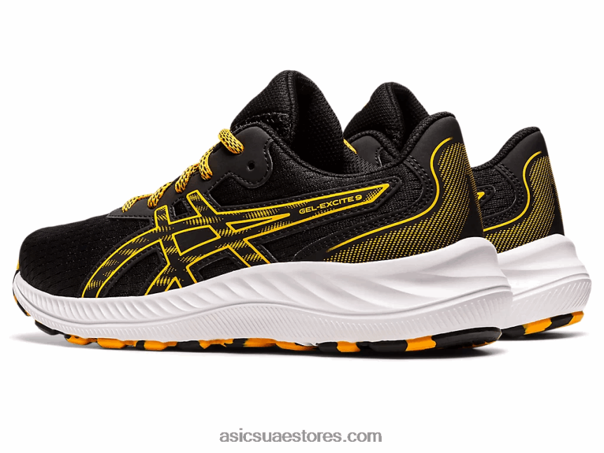 Asics أسود / كهرماني مدرسة جيل اكسايت 9 الابتدائية 2N24DJ4384