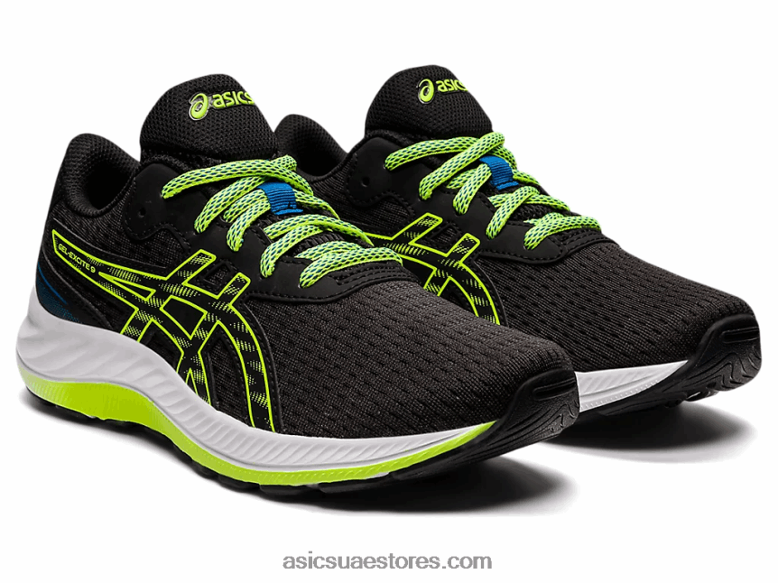 Asics أسود / أخضر خطر مدرسة جيل اكسايت 9 الابتدائية 2N24DJ4507