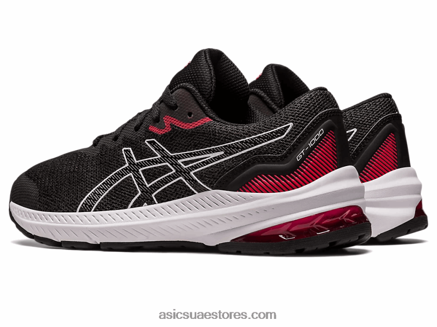 Asics أسود / أحمر كهربائي المدرسة الابتدائية GT-1000 11 2N24DJ4255