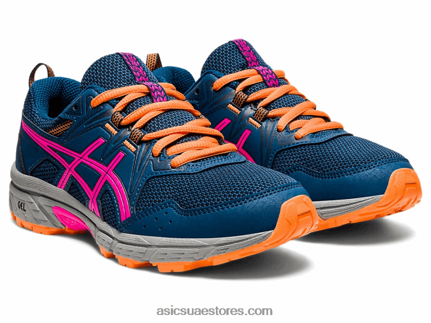 Asics ماكو الأزرق / الوردي glo مدرسة جيل فينشر 8 الابتدائية 2N24DJ4494
