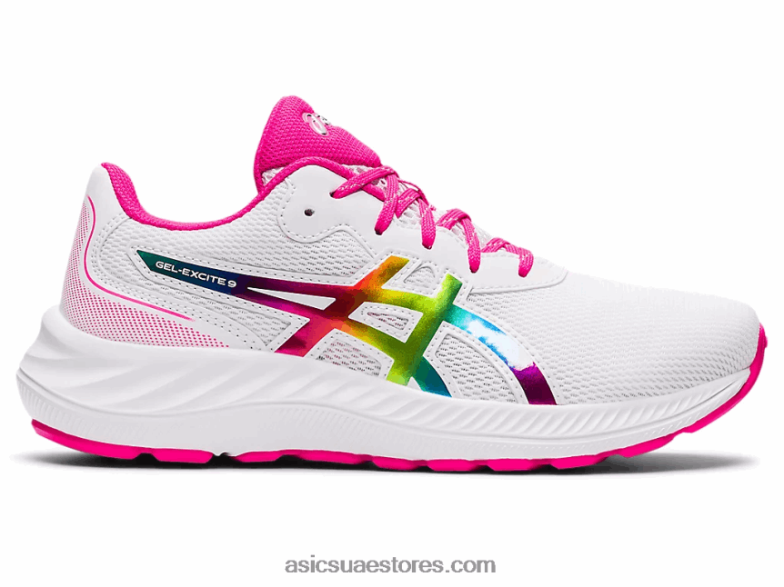Asics أبيض / وردي glo مدرسة جيل اكسايت 9 الابتدائية 2N24DJ4462